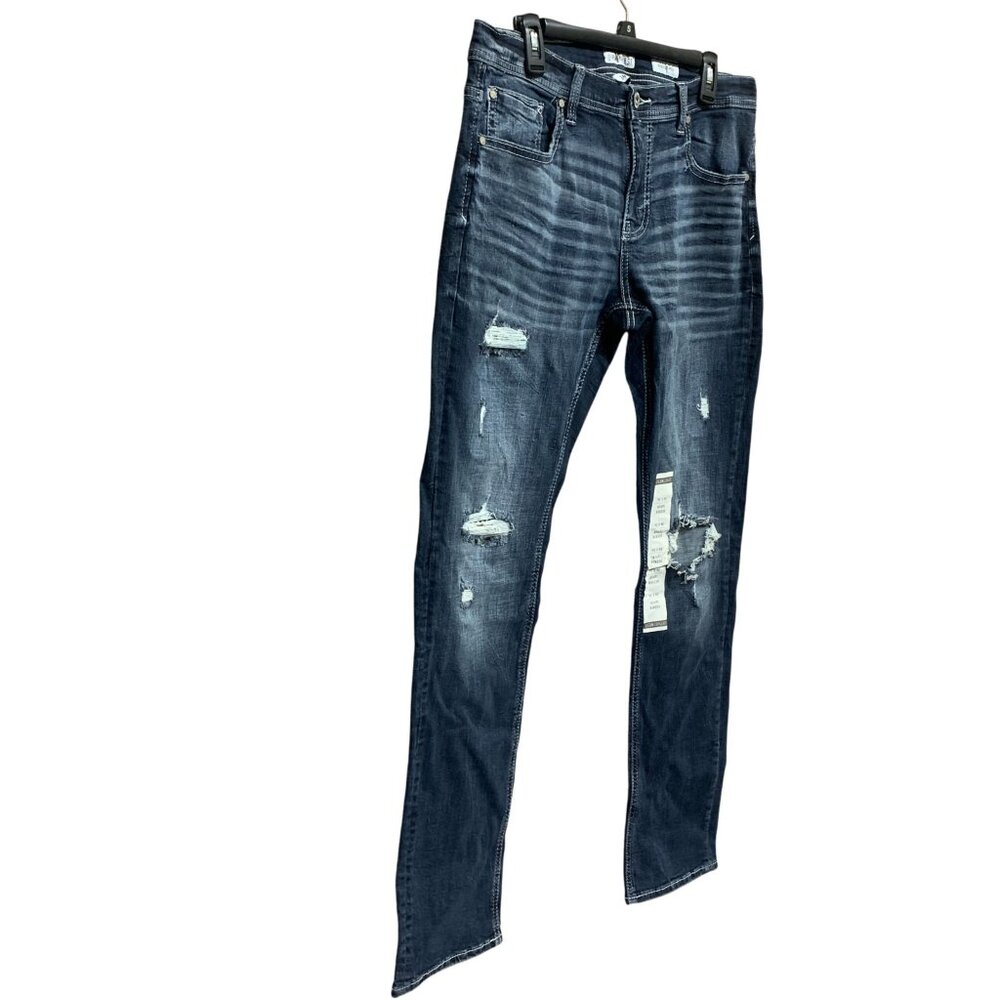 NEW Deperwest Mens 34x34 Seeker‎ Taper Jeans Blue Distressed Denim Stretch - Picture 5 of 16